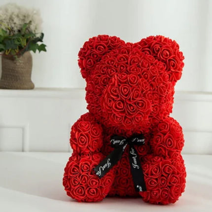 Rød Rose Bamse i flot indpakning - gaven der holder i mange år!